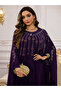 Navy Blue Embellished Cape Style Abaya And Dress Modest Set - 6