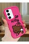 Samsung Galaxy S24 Fe Compatible Case with Camera Protector Red Silicone Couple Phone Case Kitty Pattern
