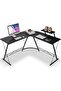 L Shaped Gaming Table with Computer Desk Corner Workstation Design | Space Saving PC Gaming Desk for Laptop Setup | Modern Home Office Study Writing Table with Spacious Surface & Durable Fram