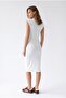 2174 Women's Body-Fitting Padded Ribbed Midi Dress White - 4