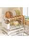 Dish Drying Racks for Kitchen Counter Large Capacity Double-Layer Dish Drying Rack - with Knife/Utensil & Cutting Board Holder, Drainage Tray (white) - 2