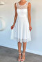 Cream Short Lace Evening Dress - 3