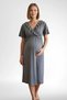 Women's 2-Piece Short-Sleeved V-Neck Maternity Short Robe and Nightgown Set, 75% Cotton, 25% Viscose - 3