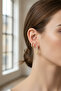 Yellow Color Zircon Stone Safety Pin and Hoop Design Bijoux Earring Set - 7
