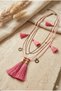 Handmade Pink Tasseled 2-Row Special Design Necklace - 2