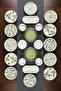 22-Piece Greentree Stackable Ceramic Breakfast Set for 12 People – Stackable Breakfast Presentation Set with Green Pattern
