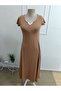 Women's Short Sleeve V-Neck Long Viscose Dress - 4