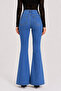 Lycra High Waist Spanish Flare Women's Jean Pants Blue - Stretchy Flare Denim - 3