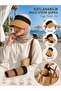 Foldable Roll-Up Straw Visor Hat, Women's Summer Straw Sun Hat, Portable Beach Hat in a Bag