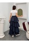 Women's Tensel Modal Fabric Layered Ruffled Maxi Skirt - 51932 - 7