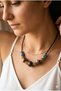 Handmade Patterned Glass Ball Beaded and Leather Cord Special Design Necklace