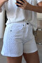 Premium New Season Stone Embellished Shorts - White - 2