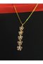 316L Steel Gold Color Y Model Pink Stone Necklace - 2