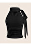 Black Halter-Neck Detailed Blouse - 2
