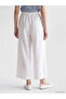 White Wide Leg Women's Trousers with Elastic Waist - 4