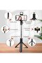 4 in 1 Lighted Selfie Stick With Tripod, Bluetooth Remote, 3 Light Modes & 6 Brightness Level,360° Rotation, Portable Floor Desktop Tripod, For iPhones & Android, For Broadcast, Black - 3