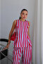 Blue-Red Striped Blouse Pants Set - 30460 - 7