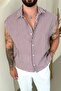 Zero Sleeve Color Transition Detailed Shirt Burgundy