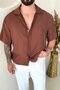 Short Sleeve Gizli Pat Box Fit Shirt Coffee - 2