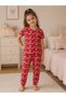 Girls' 100% Cotton Red Cat Heart Ribbon Pattern Short Sleeve Summer Pajama Set
