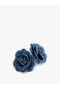 Women's Rose Earrings Denim Fabric - 3