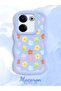 Tecno Camon 20 Compatible Case Camera Protector Blue Silicone Couple Phone Case Floral Pattern - 2