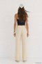 Yellow Striped Muslin Wide Leg Pants 8623A - 3