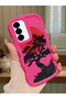 Samsung Galaxy A56 Compatible Case Camera Protector Red Silicone Couple Phone Case Tree Pattern