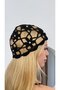 Floral Stone Detailed Crochet Beanie Black - 3