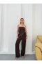 Women's Brown Staple Detailed Double-Breasted Belted Modal Trousers Frv0208 - 7