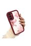 Samsung Galaxy M13/M23 Compatible Case Camera Protector Burgundy Silicone Couple Phone Case Floral Pattern - 3