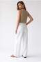2186 Women's High Waist Double Pleated Palazzo Pants White - 6