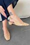 Vibo Open Back Women's Patent Leather Heeled Shoes Beige - 2