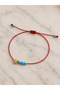 Red Rope Anklet with Gold Star Figures and Sand Beads