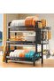 Three Tier Black Dish Drying Rack Large Capacity With Removable Utensil Basket - 7