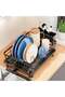 Dish Drainer with Drain Tray Drip Line Flatware Rack Cup Holder Flatware Rack Compatible Kitchen Countertop Storage Rack - 3