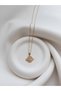 Planet Figured Zircon Stone Steel Gold Color Necklace - Ringed Planet Necklace (Saturn) Minimal Planet Necklace - Universe Themed Planet Necklace - 2