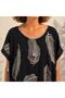 Par-13038 Black Leaf Patterned Şile Cloth Beach Dress & Pareo |   Eos Collective - 3