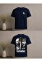 Ataturk Sword and Wolf Design Printed Oversize T-Shirt