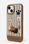 iPhone 15 Compatible 3D Dachshund Dog Figured Striped Silicone Phone Case - 6