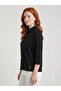 Black Women's Long Sleeve Buttoned Shirt Collar Blouse - 3