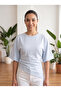 Women's Basic Asymmetrical Cut Short Sleeve T-Shirt & Blouse – Baby Blue & Lemon Yellow - 3