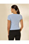 Women Blue Printed Rib T-Shirt - 3