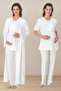 Venera Cotton 3-Piece Maternity Set - Dressing Gown and Pajama Set with Easy Breastfeeding Features - 2
