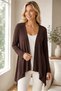 Women's Long Sleeve Asymmetrical Cut Draped Loose Comfortable Fit Stylish Brown Cardigan - 5