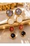 Luxury Natural Stones Botswana Agate Moonstone Carnelian Onyx Breezy Gold Gold Dangle Women Earrings - 2