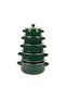 10 PCS Enamel Casserole Set with Lids, Non-Reactive Cookware, 16/18/20/22/24cm, Green