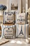 Amour De Paris Patterned 4-Piece Throw Pillow Cover Set