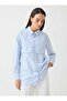 Pat Detailed Striped Blouse / Shirt - Blue Striped - - 3
