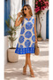 Women's Floral Patterned Collar Ring Detailed Stylish Summer Single Jersey Dress